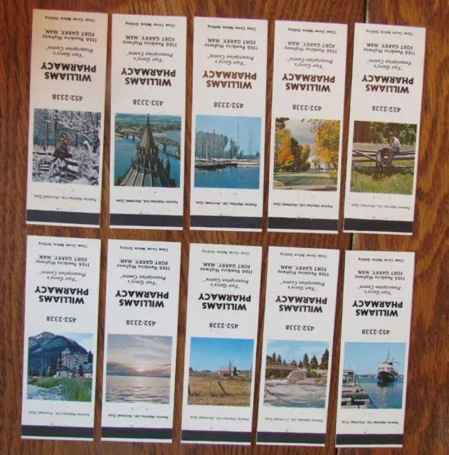 Williams Pharmacy Canadian Scenes Complete Set Of 10 Matchbook Matchcovers -E20