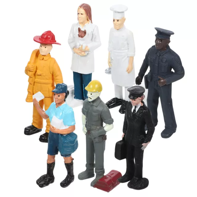 Set giocattolo statuetta costruzione, posta e vigili del fuoco per casa delle bambole-IA
