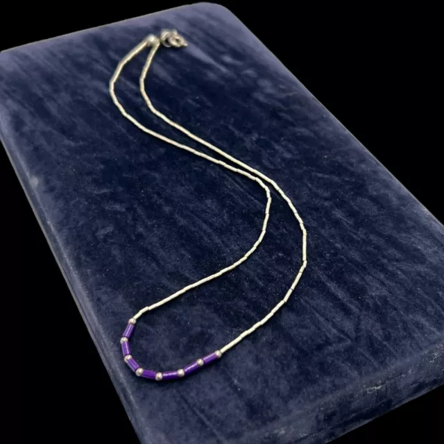 Antico Vintage Argento Sterling Nativi Liquido Cascata Sugilite Collana 1.9g