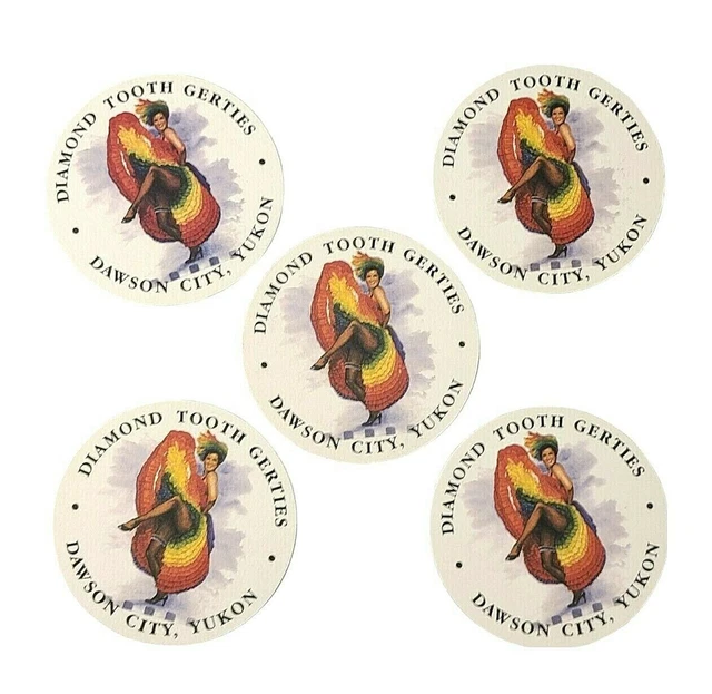Diamond Tooth Gerties Casino Coasters Set Dawson City Yukon Cancan Girl Barware