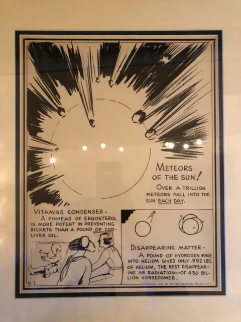 1932 Science Fiction ORIGINAL Illustration METEORS OF THE SUN! Bell Syndicate