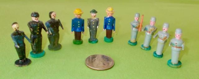 Vtg  Antique Erzgebirge Wooden Miniature Military Men Set of 10 from DDR Germany