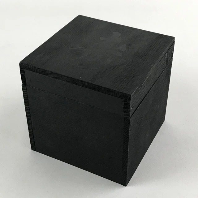 Vintage Japanese Wooden Lidded Storage Box Inside 11.5x11.5x9cm Small Black X11