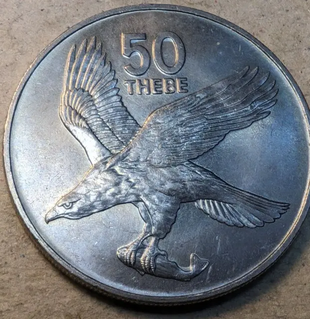 Botswana 50 thebe 1984 eagle coin