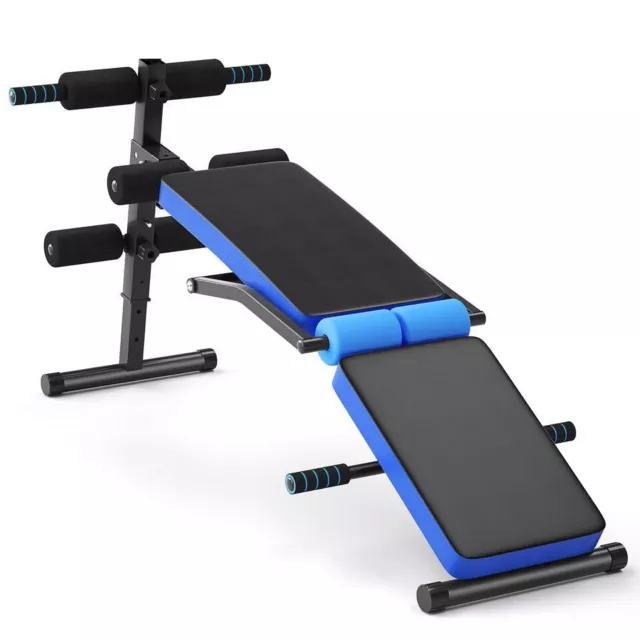 Adjustable Sit Up Bench Foldable Abdominal Training Workout Machine UK Blue