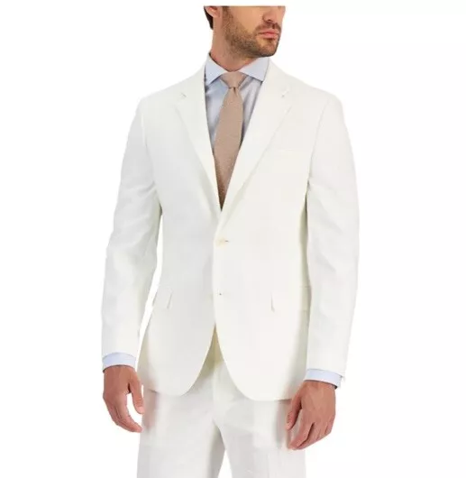 NAUTICA Men’s Size 40S Ivory Modern-Fit Linen Blend Suit Jacket Sport Coat New