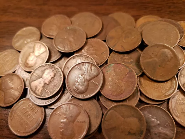 Teens And Twenties Lincoln Wheat Cent Penny Roll 1909-1929 PDS Old US Coins