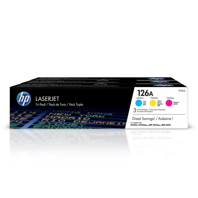 ORIGINALE HP Multipack ciano / magenta / giallo CF341A 126A 3 Toner 126A: c+m+y