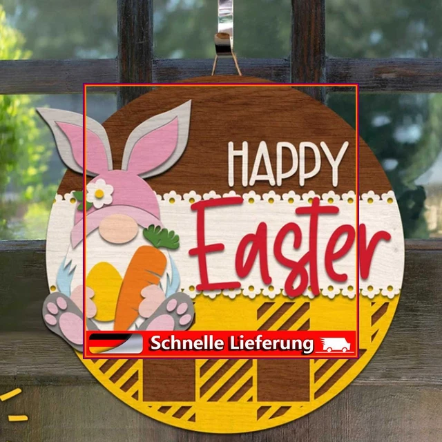 Osterhase Gnome Holzaufhänger Türrahmen Holzdekoration Holzhandwerk (C)