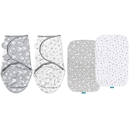Bassinet Sheets Compatible With Mika Micky Bedside Sleeper & Baby Swaddles 03 Mo