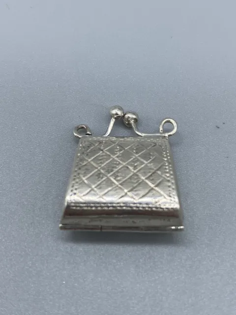 Sterling Silver 925 Bag Purse Handbag Trinket Pill Box Pendant