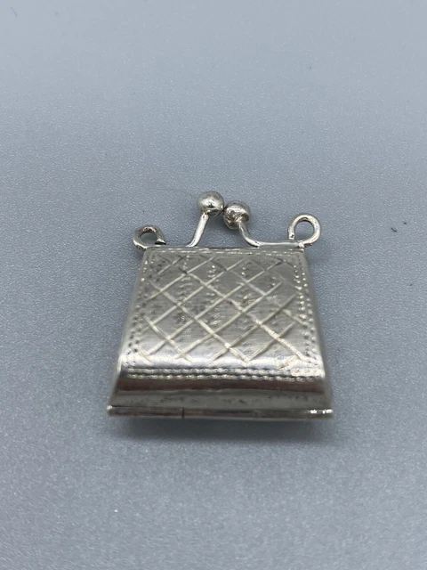 Sterling Silver 925 Bag Purse Handbag Trinket Pill Box Pendant