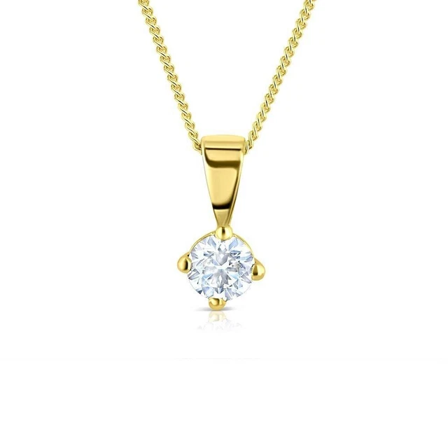 Pendentif Diamant Solitaire 0,75 Carat Or Jaune 18K - Couleur F - Idée Cadeau Mariage - Neuf