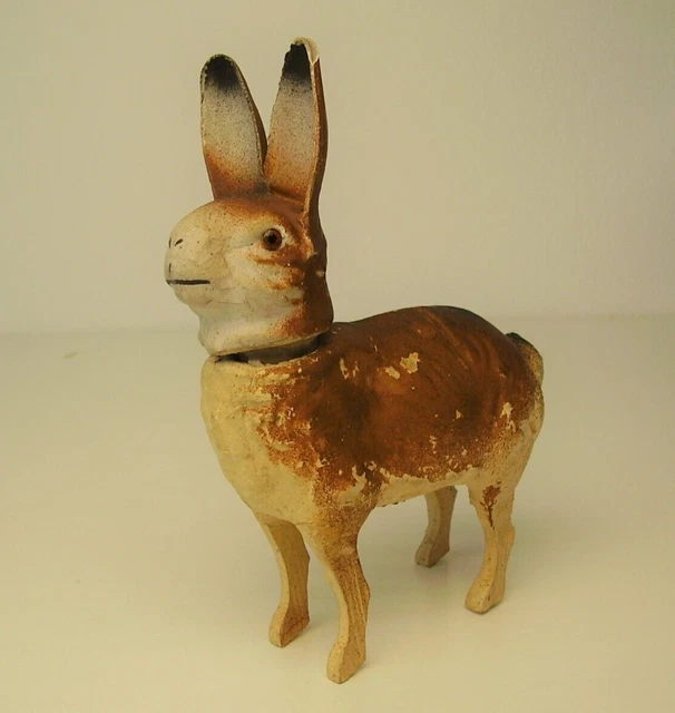 Antike seltene Osterhasen Holz Masse Pappe - Füllbox vor 1945