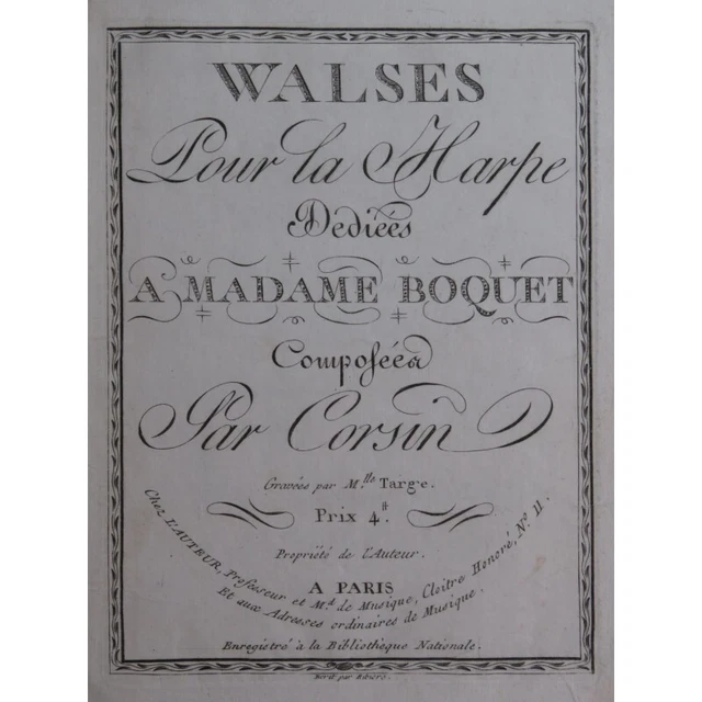 CORSIN Isidore Walses Valses Harpe ca1800