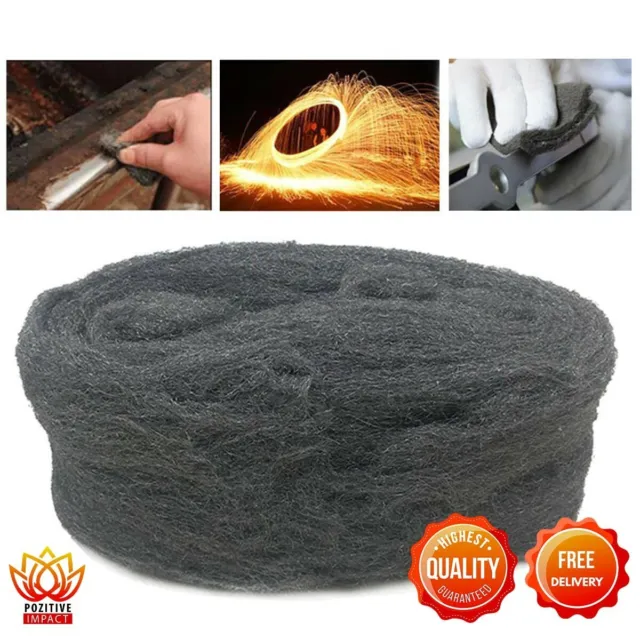 Stainless Steel Wire Wool Grade 0000 11ft 3.3M For Wood Stone Polishing Gray