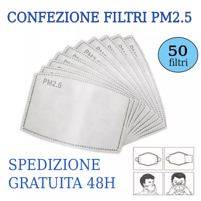 PM2.5 Filtro a carbone attivo - 5 strati sostituibile 50 PEZZI - Consegna 48H