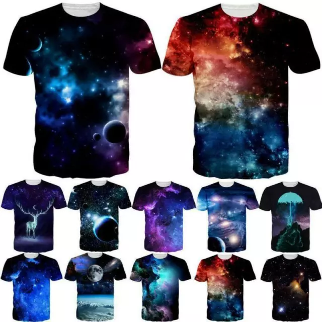 Galaxy Space Nebula 3D Print Womens Mens Unisex Casual Short Sleeve T-Shirt Tops