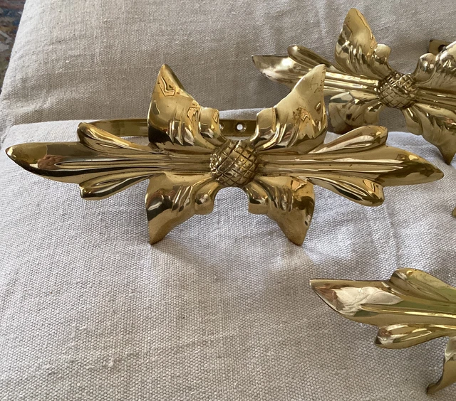 Vintage Brass Tie Backs/Leaf And Acorn/ From India-3 pieces
