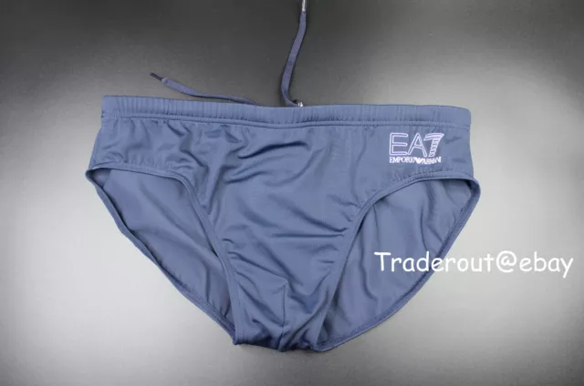 EMPORIO ARMANI EA7 men navy blue logo classic Swim brief swimwear size ...