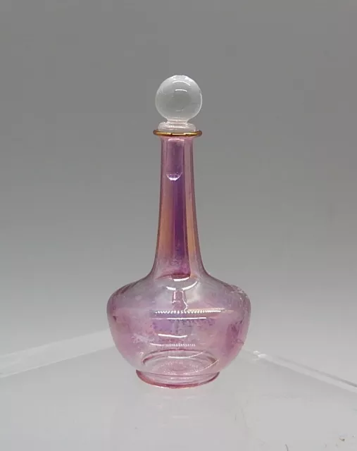 Vintage OOAK Pink Iridized Glass Decanter Artisan Dollhouse Miniature 1:12