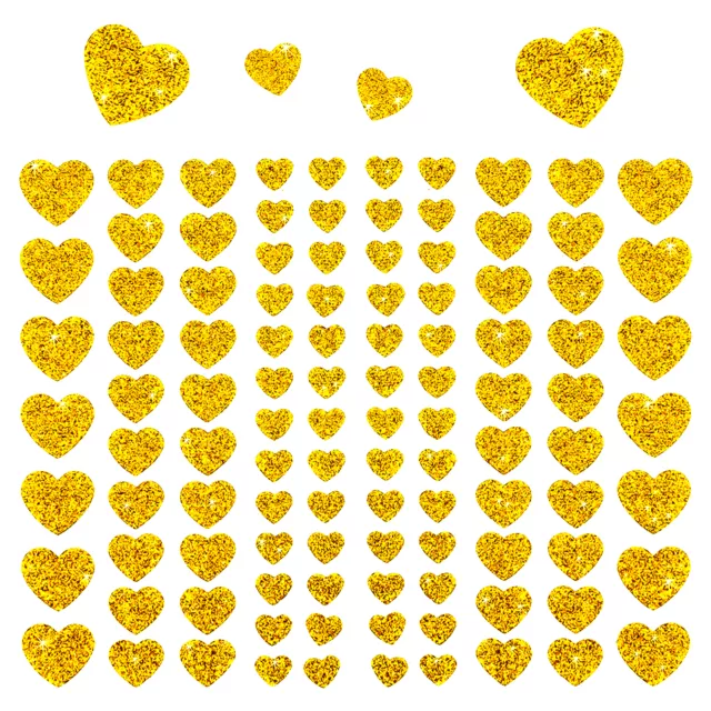 106 Herz Aufkleber mit Glitzer Effekt in Gold Herzen Sticker Scrapbooking Deko