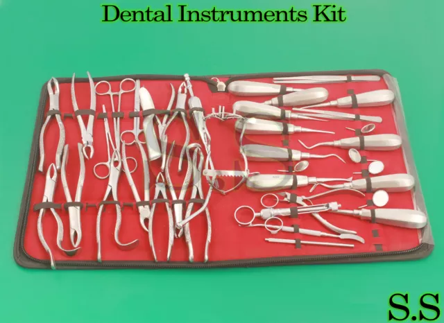 Dental Set Elevators Pliers whitehead Syringe Mirrors DN-584