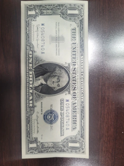 1957B One Dollar Blue Seal Silver Certificate Old US Bill $1 Money