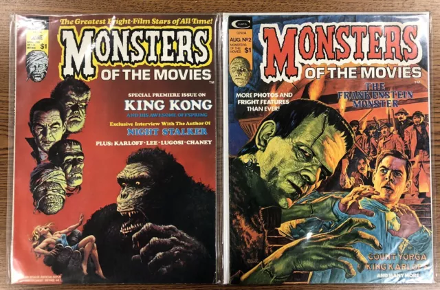 Monsters of the Movies Magazine #s 1 & 2 King Kong Frankenstein Boris Karloff