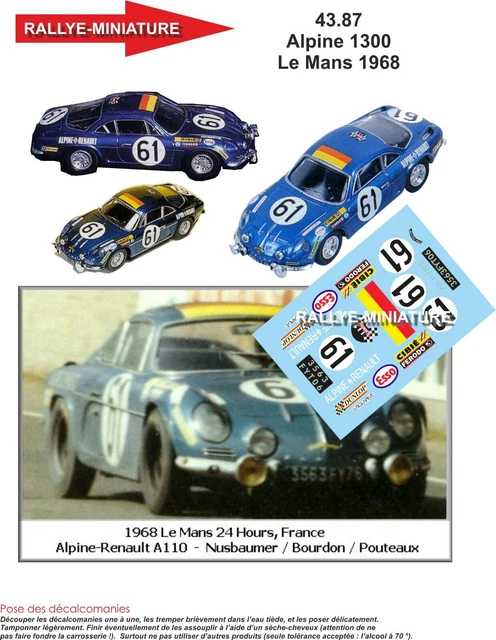 DECALS 1/24 REF 1522 Alpine Renault A110 Panic Tour De Corse 1981 Wrc