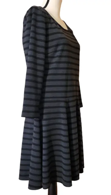 Eliza J  Dress Size 14 Fit & Flare 3/4 Sleeve Gray Black Stripe