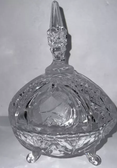 Vintage Anna Hutte Bleikristall Candy Dish Lead Crystal Hand Cut Footed Germany