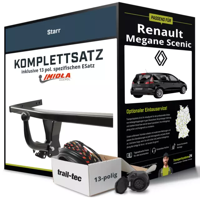 Anhängerkupplung starr für RENAULT Megane Scenic +E-Satz Kit (AHK+ES)