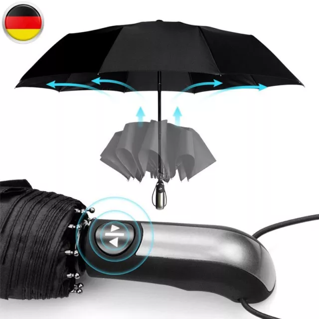 Regenschirm Taschenschirm Auf-Zu-Automatik mit 10 Ribs Stabil Kompakt Windfest