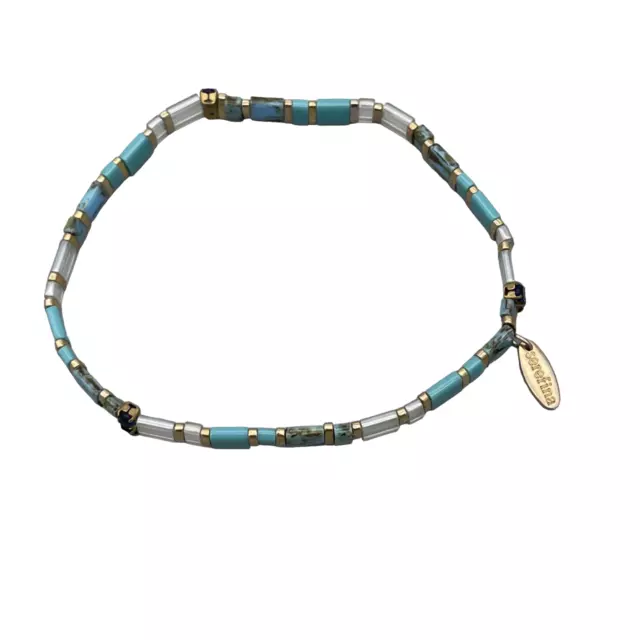 Anthropologie Serefina Beaded Glass Stretch Chicklet Bracelet Multicolor