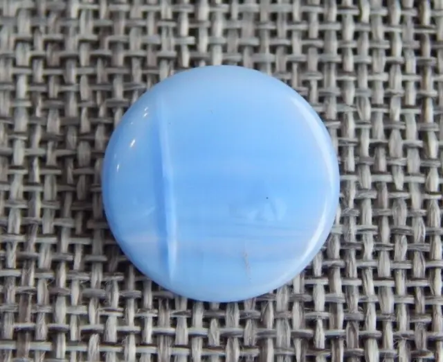 Antique Vtg Blue Glass Dug Button Design Under Glass "Dig"~Aprx:5/8"~#1019-C