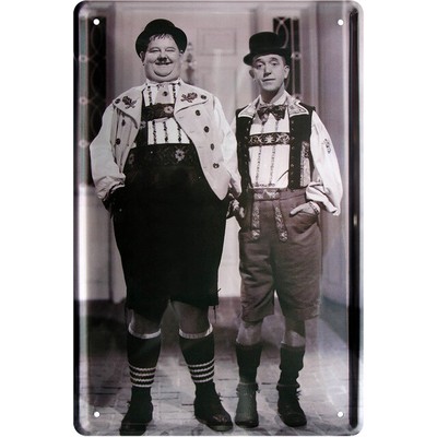 Hardy Laurel & Hardy Épais & Stupide Panneau Métallique Plaque Avec Corde 
