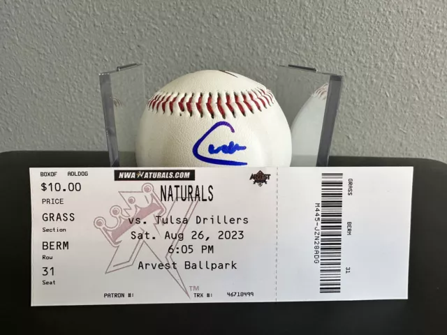 Cayden Wallace Arkansas Razorbacks Autographed Script A Logo Baseball + Ticket