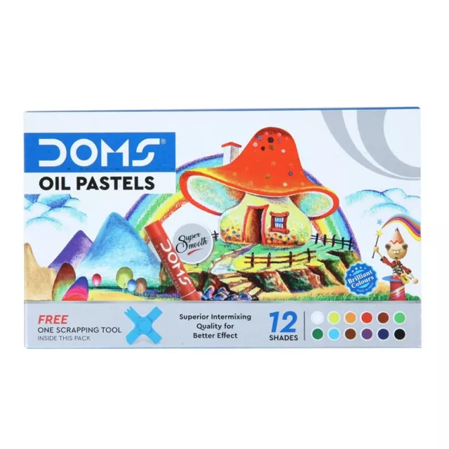 Doms Non-Toxic 9mm Oil Pastel Set in Cardboard Box (12 Assorted Shades x 12 Set)