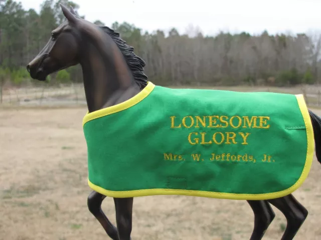 LONESOME GLORY embroidered blanket Breyer thoroughbred steeplechase race horse