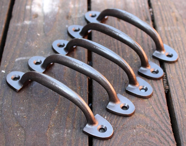 1 x ANTIQUE CAST IRON DRAWER D PULL HANDLE DOOR CUPBOARD KITCHEN 5" - HA03-5c