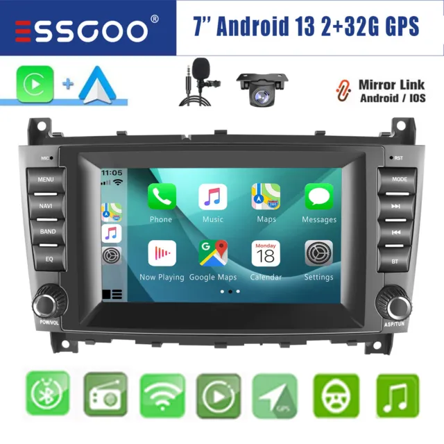 Autoradio Android 13 CarPlay 32G GPS KAM per Mercedes CLC/CLK/C classe W203 W209