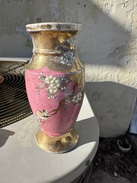 Wundervoll Antik Japanische Porzellan Vase Vögel