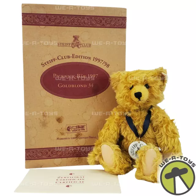 Steiff Club 1997 Picnic Bear Gold Blond 34 with Certificate USED