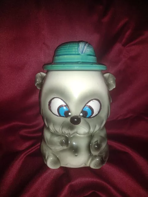 Vintage Puppy Dog Cookie Jar Ceramic Cute Hat Made In Japan Great Condition