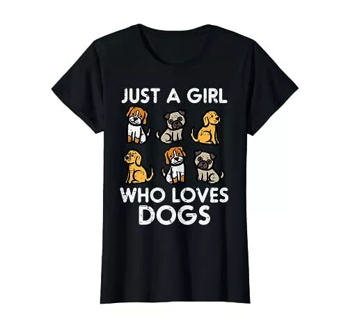 Just A Girl Who Loves Dogs Cute Pet Dog Women Girls Kids T-Shirt