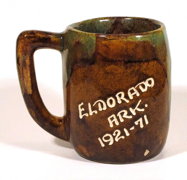 1971 Scarce Vintage DRYDEN POTTERY Mug EL DORADO ARKANSAS OIL WELL ANNIVERSARY