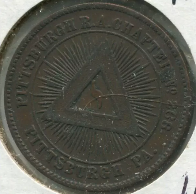 Pittsburgh Pennsylvania PA Chapter 268 Instituted 1888 Mason Masonic Penny Token