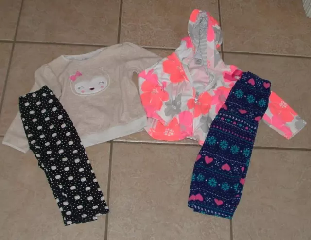 Infant Girls 24M / 24 Months 2 Pc Outfit, Pants & Hooded Jacket 4 Pc Lot CARTERS