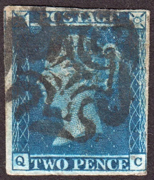 GB.QV :.   SG15. 2d. Deep Full Blue.. PL3. 'QC'... 4Mgns....Poss. Re-entry...